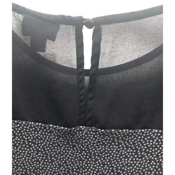 Worthington Mixed Media Black Large Semi Sheer Bodice Hem Panel Ruffle Sleeves - Picture 8 of 10